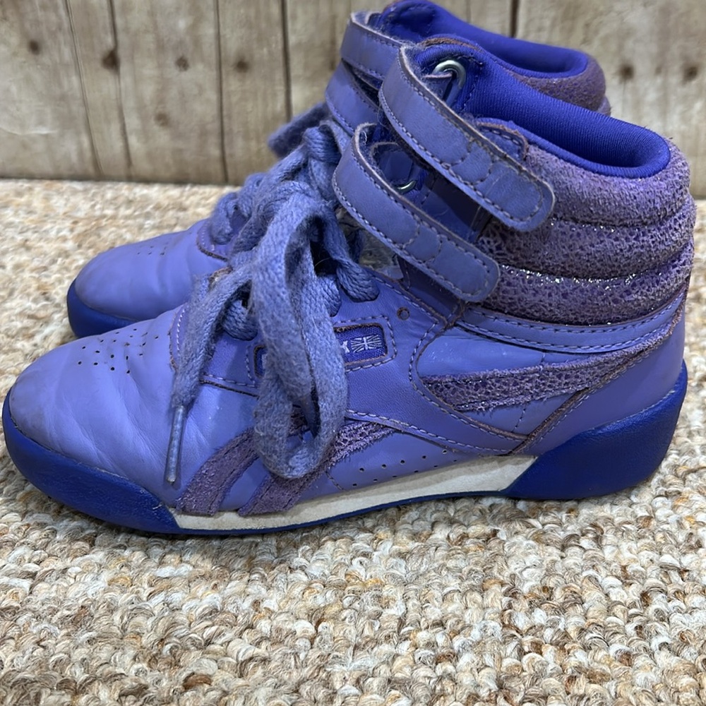 Purple Reebok Freestyle High Top Sneakers Girls 11